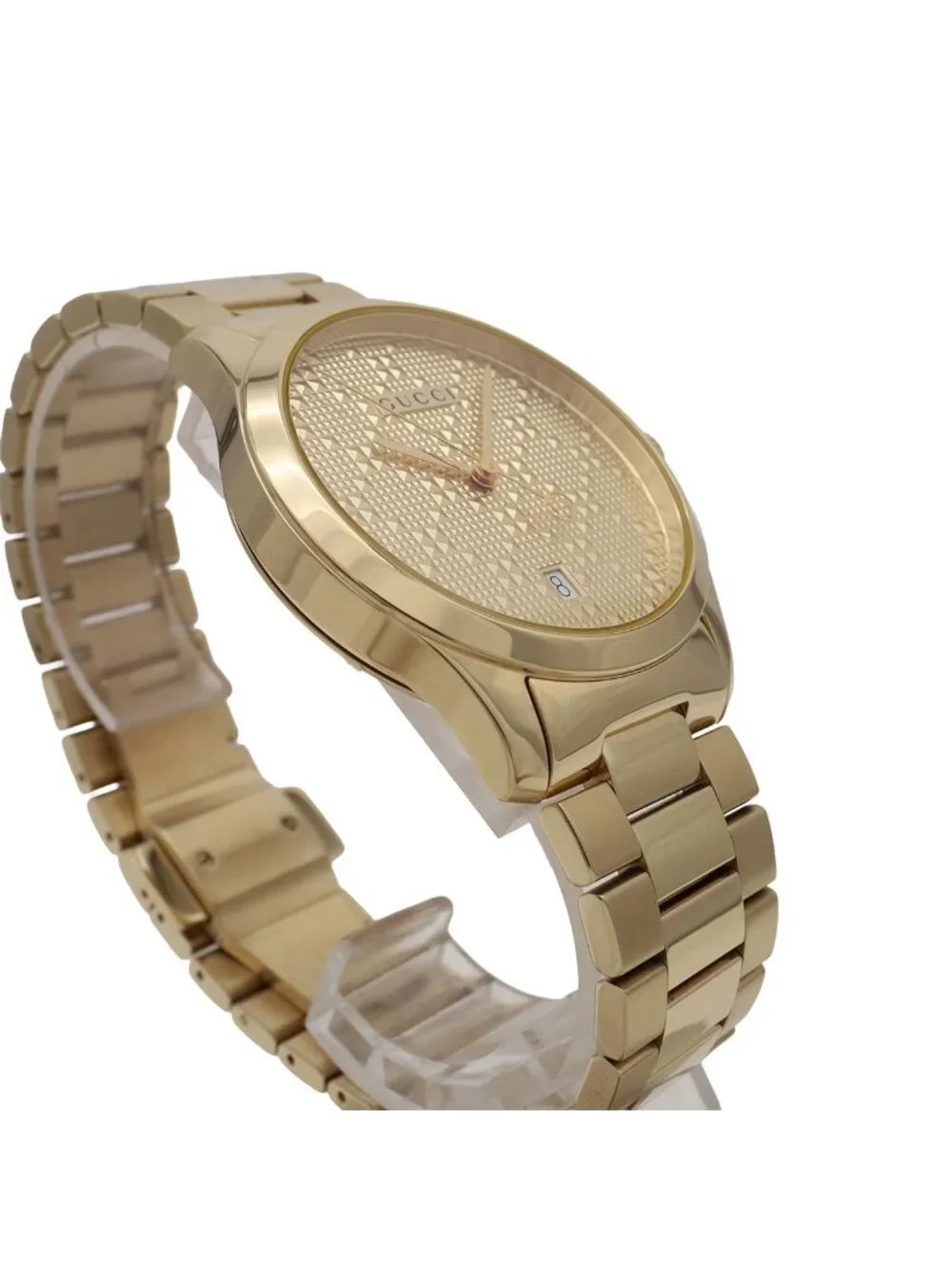 Gucci G-Timeless Collection Date SS Gold Dial Quartz Watch 126.4
